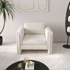 Modern Single Upholstered Sofa Armchair Teddy Fabric or Cotton Linen Blend Options