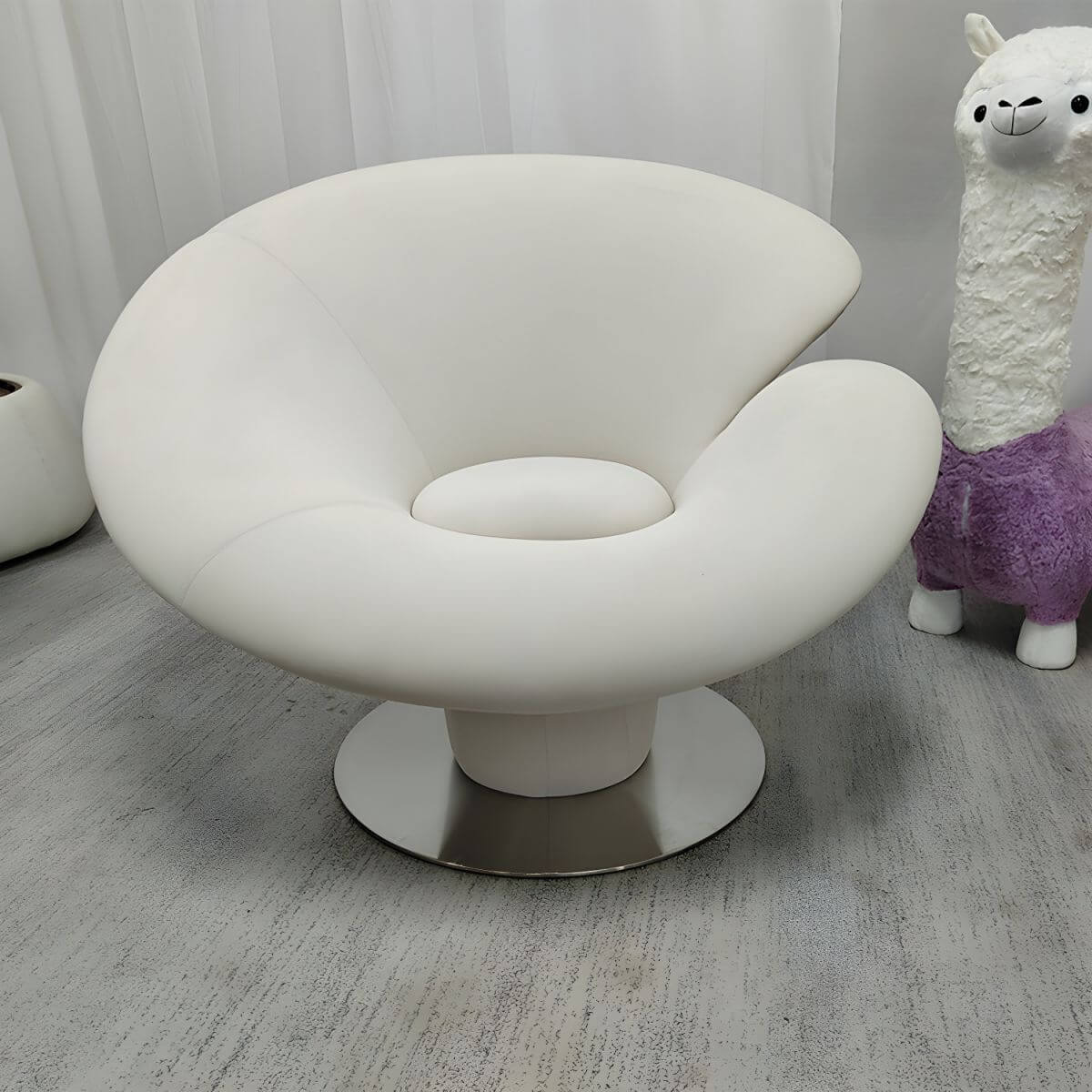 High-back modern papasan chair with linen blend upholstery and reclining feature main product image Main image