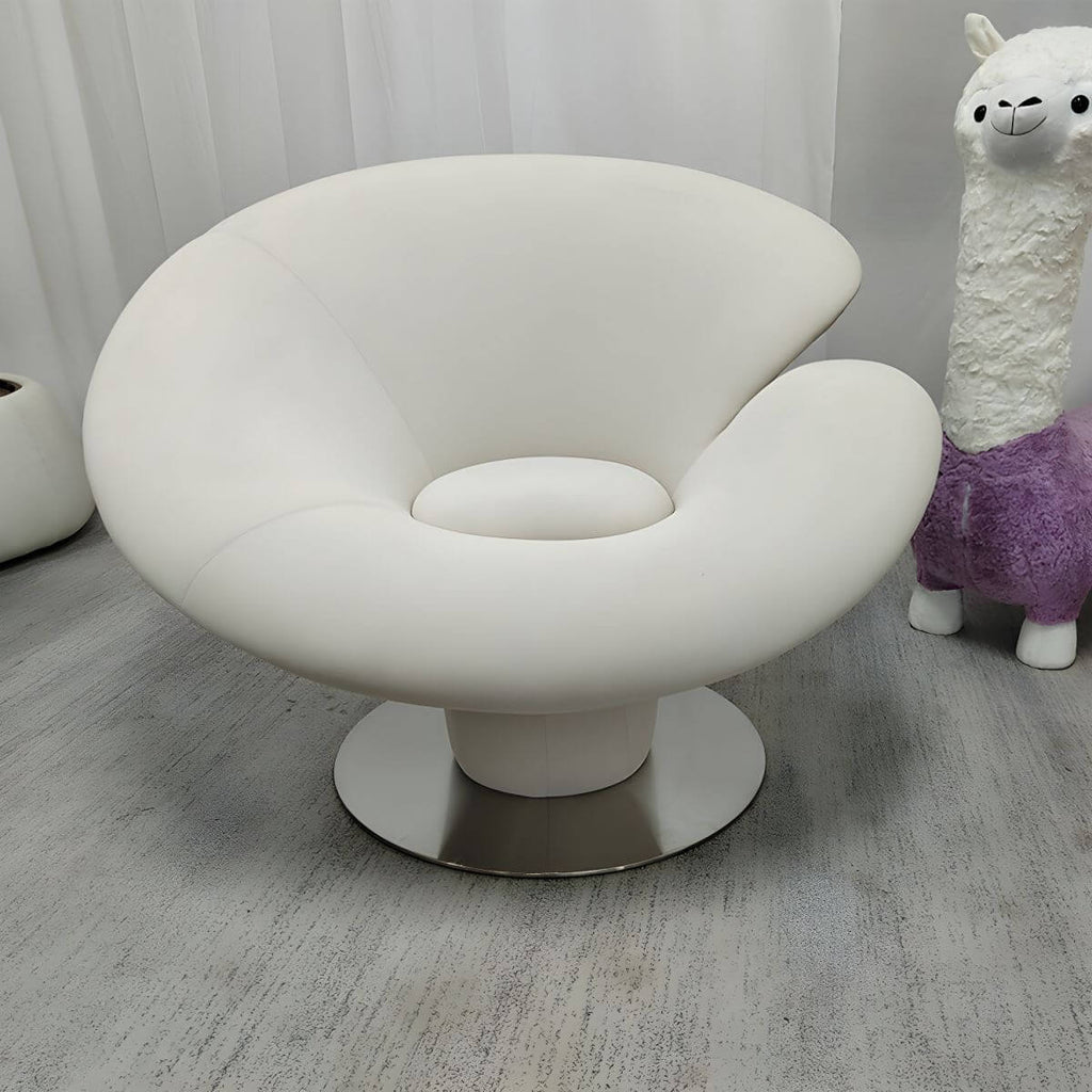 High-back modern papasan chair with linen blend upholstery and reclining feature main product image