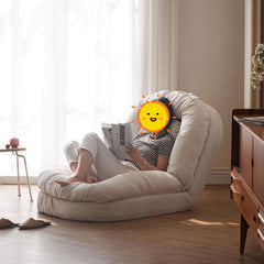Modern Convertible Sleeper Sofa Bed Lazy Sofa Beige Teddy velvet