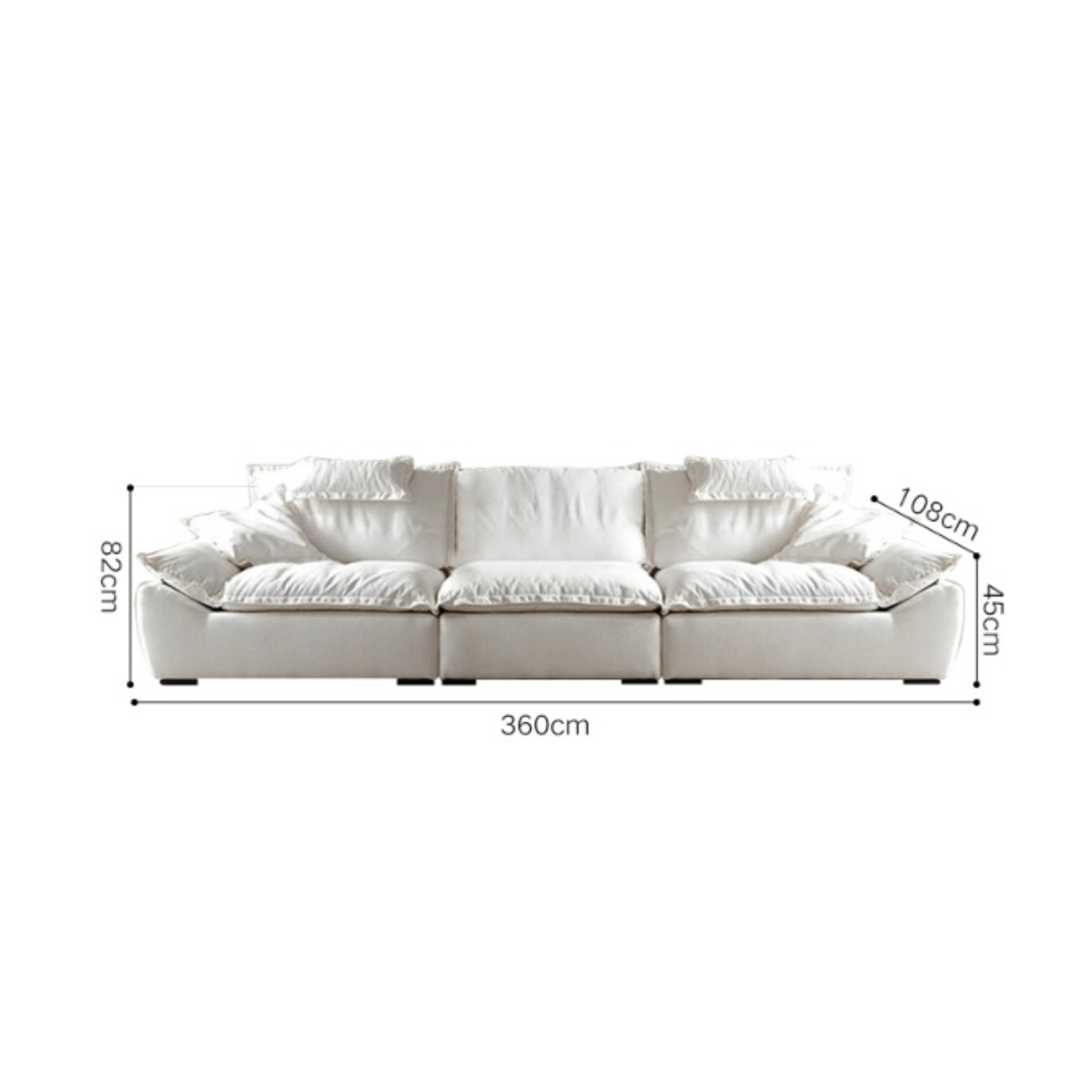 Ultra wide deep cream sailboat sofa with luxury modern minimalist design