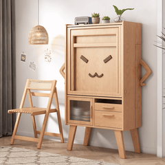 Modern Minimalist Wood Dining Room Set with Foldable Features