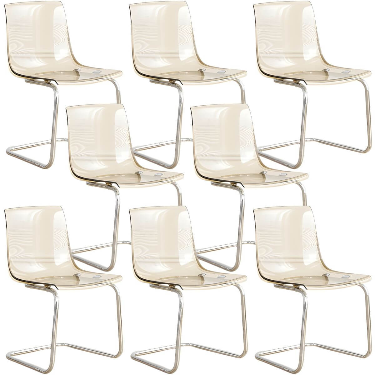 Scandinavian style plastic and acrylic non-upholstered side dining chair