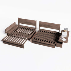 Modern Pull-Out Floor Sofa Bed with Reversible Armrests & Lift-Top Storage