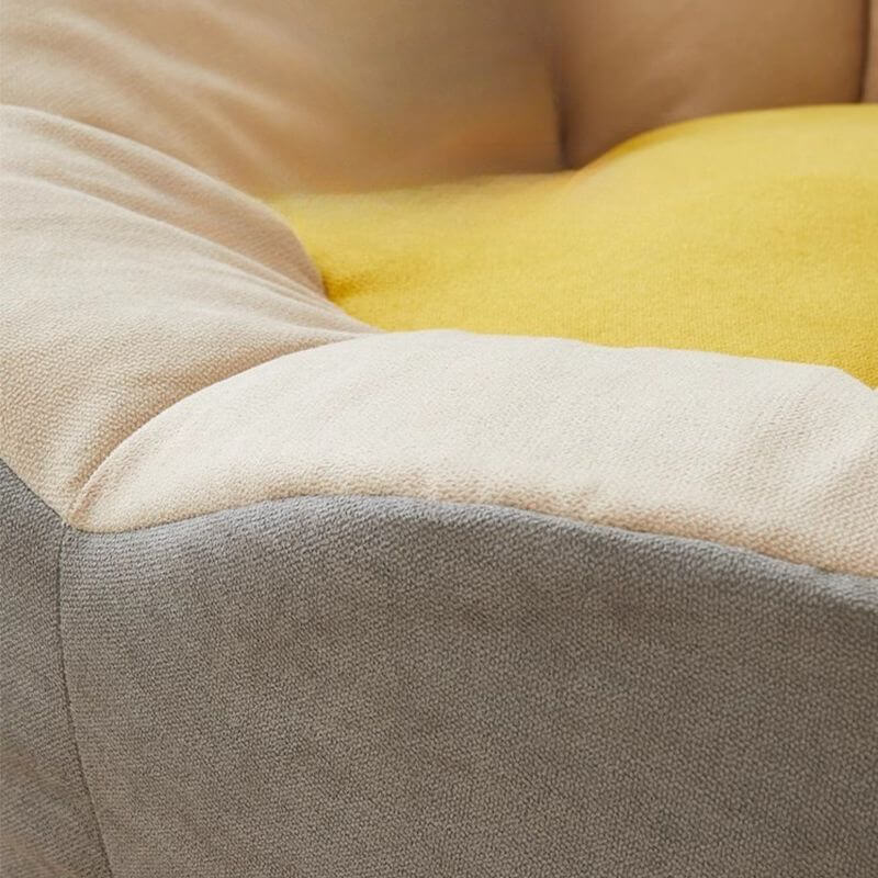 Lemon color cotton blend Papasan chair with slipcover and sewn pillow back accent