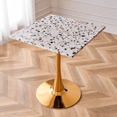 Chic Modern Marble Table – Sturdy Metal Base and Timeless Aesthetic for Any Space