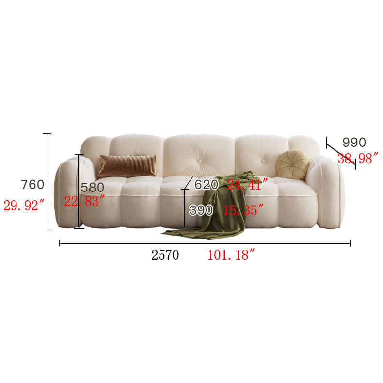 Three seater modern sofa with cat scratch resistant cloth fabric for durable comfort