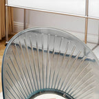 Stackable acrylic dining chair with open back and metal legs, armless design for modern dining rooms