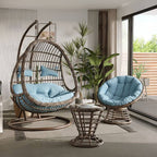 Waterproof tropical porch swing with alloy stand, pads, and chain for outdoor comfort