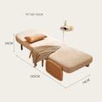 MidCentury modern single sofa bed with rattan, convertible folding daybed and lounge chair