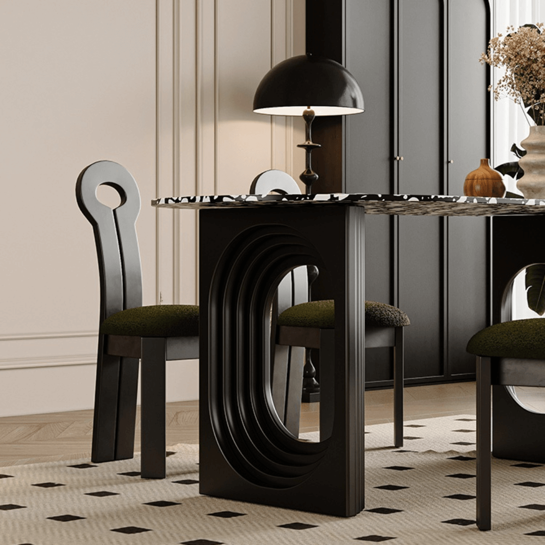 Minimalist terrazzo dining table and chair set ideal for family gatherings