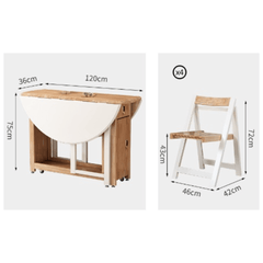 Smooth Surface Solid Wood Folding Dining Set with Easy Mobility and Stability
