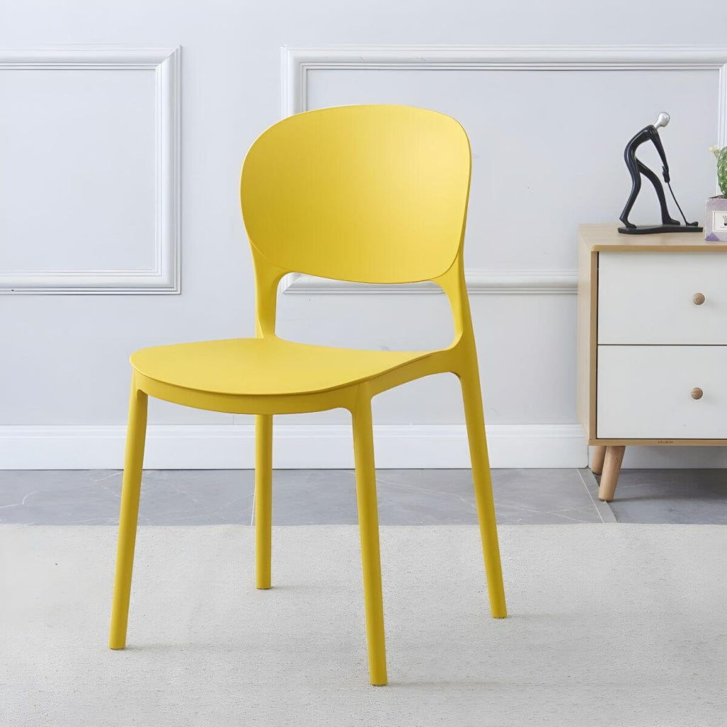 Scandinavian style stackable plastic and acrylic dining side chair for kitchen and dining