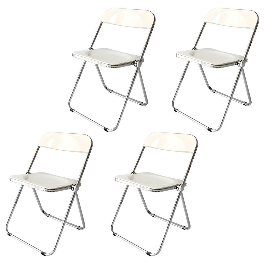 Contemporary acrylic folding armless chair with open back, ideal for dining rooms