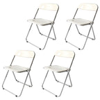 Contemporary acrylic folding armless chair with open back, ideal for dining rooms