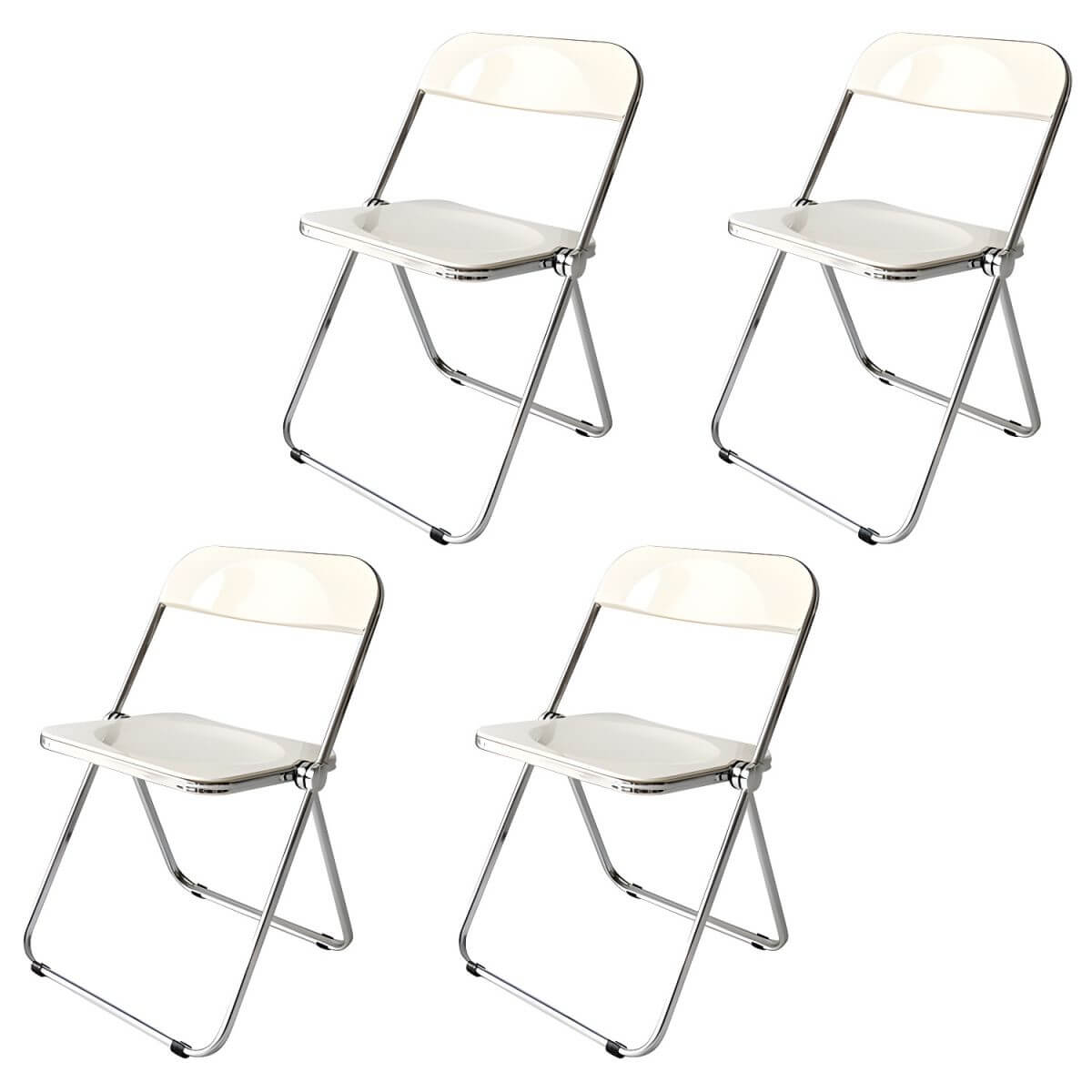 Contemporary acrylic folding armless chair with open back, ideal for dining rooms