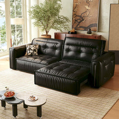 Retro Leather Pull Out Couch Bed – Electric & Smart Remote Convertible