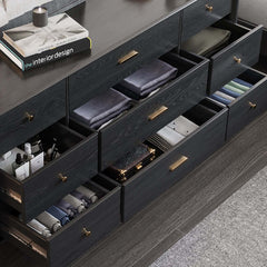 63in Wide 9 Drawer Sideboard Kitchen Furniture Storage Cabinets