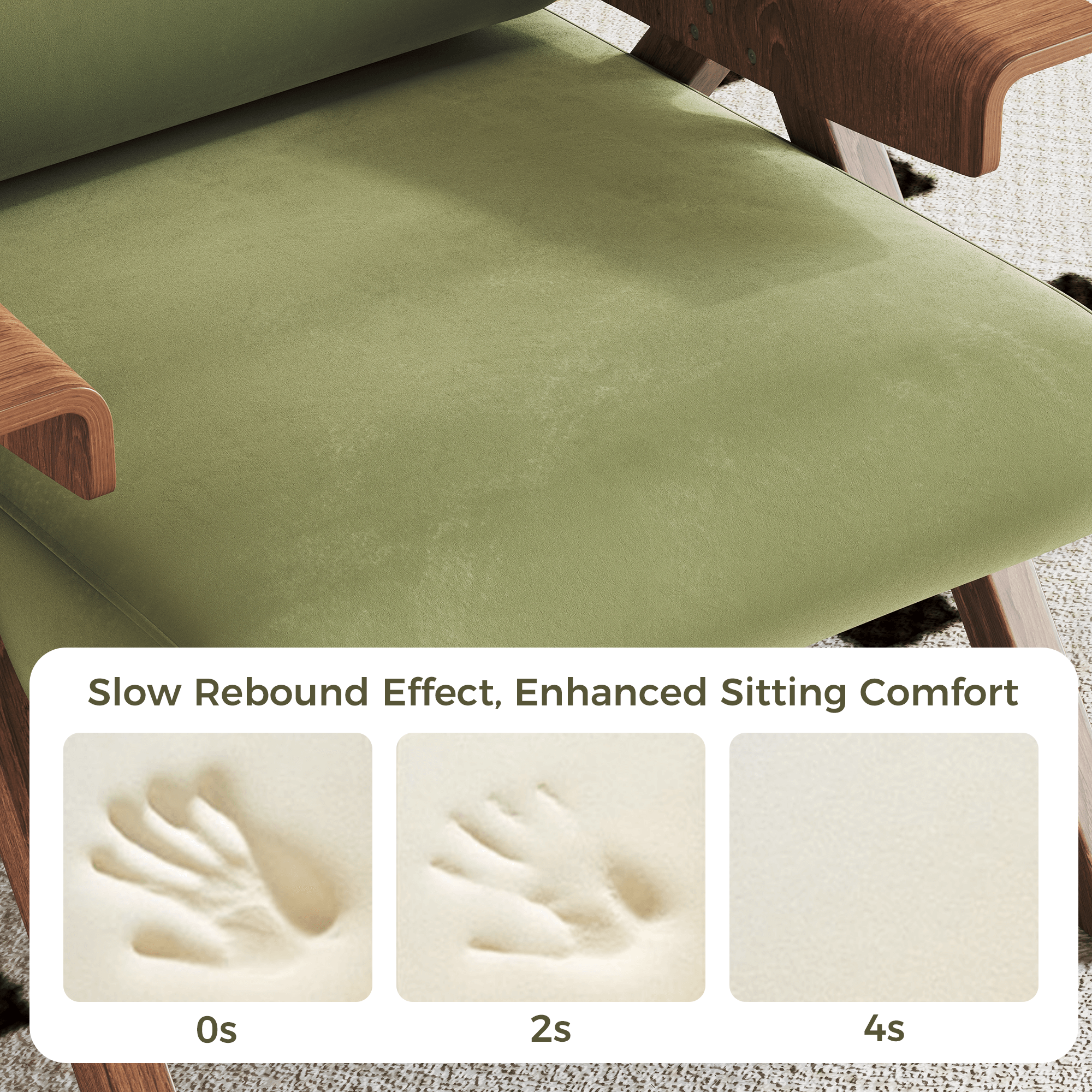 Comfortable upholstered velvet leisure chair with armrest for stylish seating