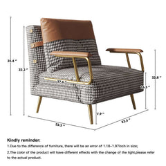 33.5" Convertible Sofa Upholstered Fabric Modern Style Sofa Bed