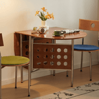 Retro-style dining table with smooth edges, perfect for family meals and work