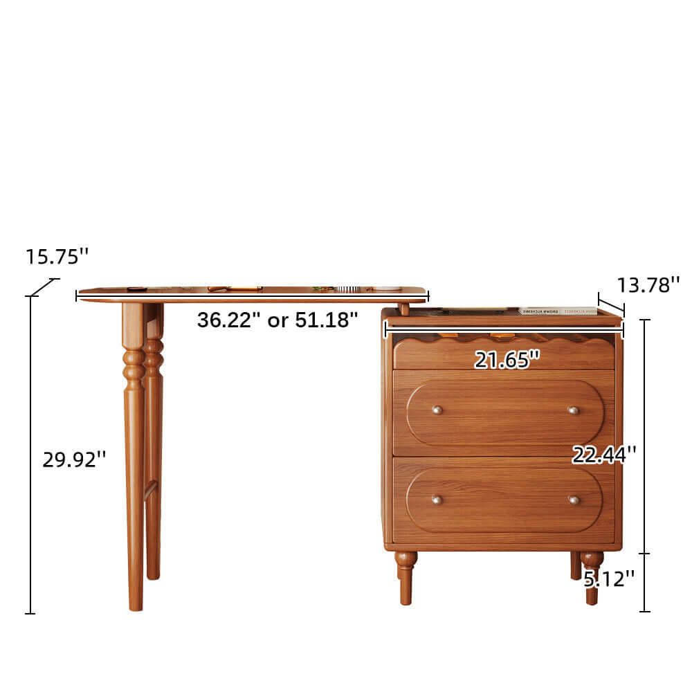 Expandable solid wood makeup table organizer with multiple compartments for efficient storage