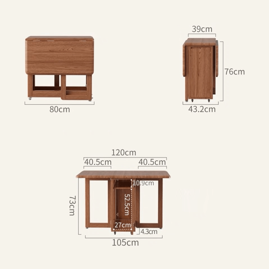 Folding dining table with storage, space-saving and multi-purpose design for small spaces
