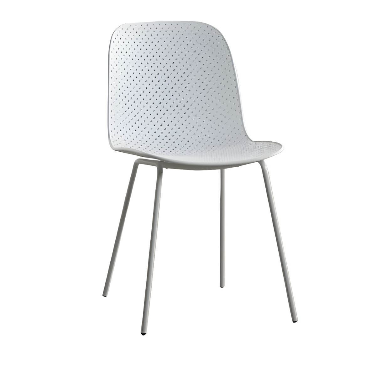 Scandinavian stackable kitchen chair with plastic and acrylic seat and metal legs