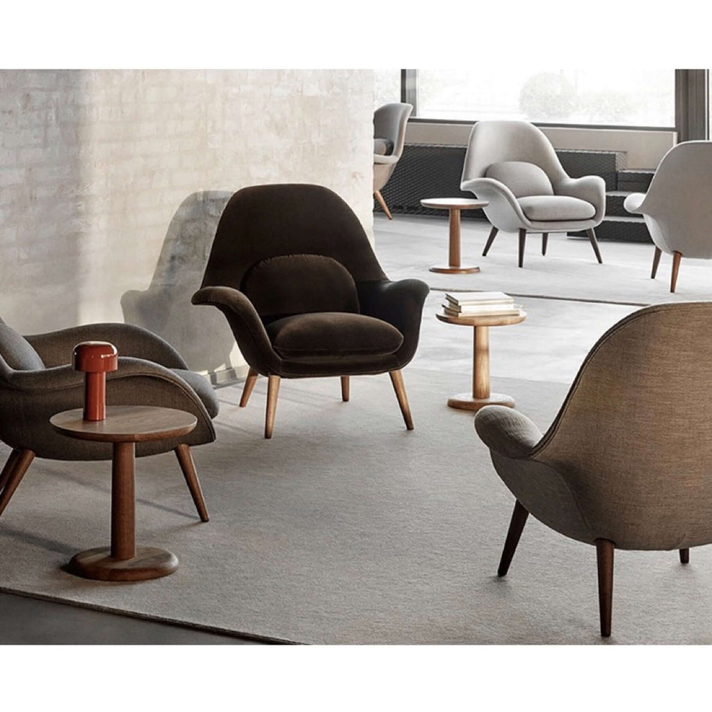 Nordic modern single sofa lounge chair with velvet fabric cushion and ottoman set