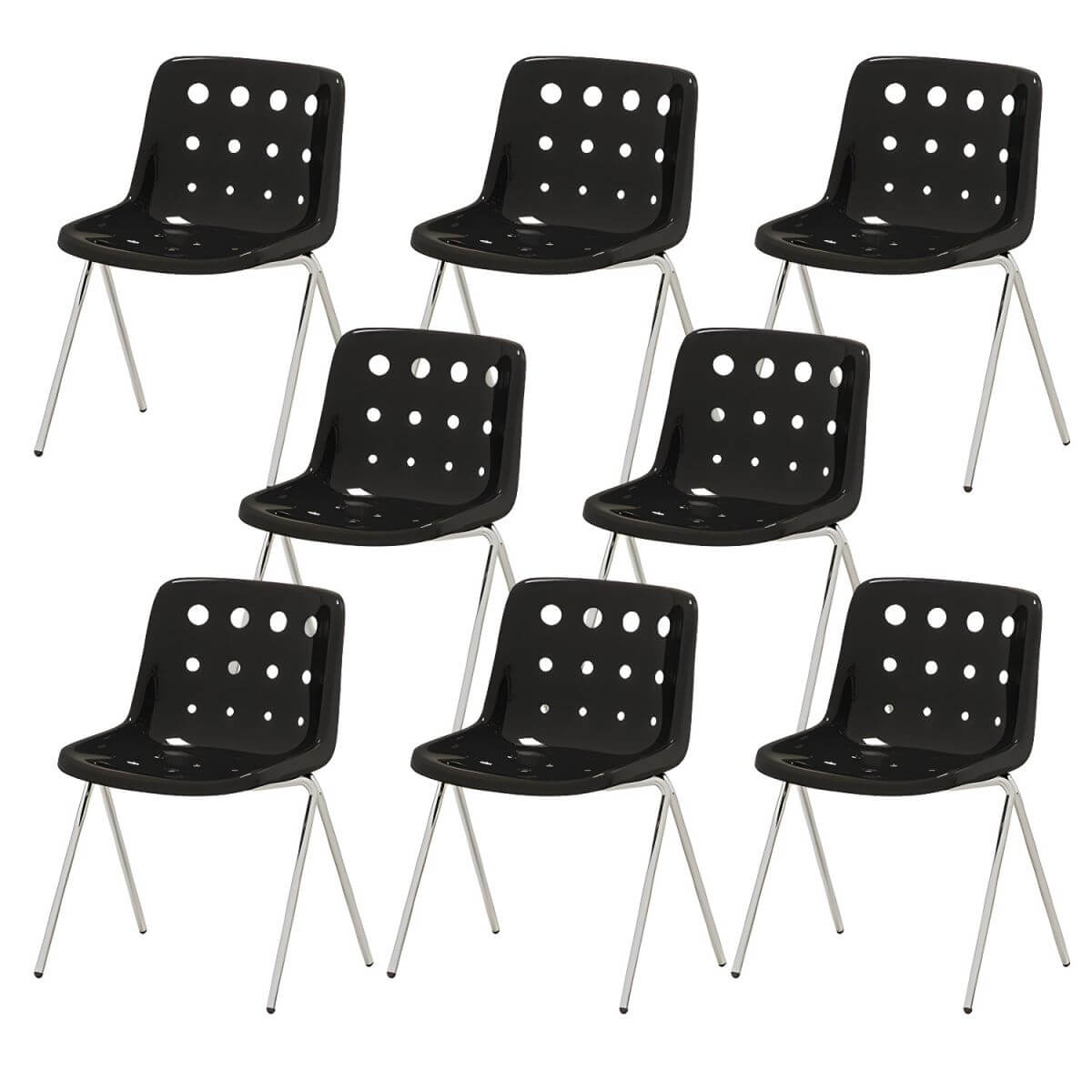 Stackable Scandinavian plastic and acrylic side chair with low back for dining
