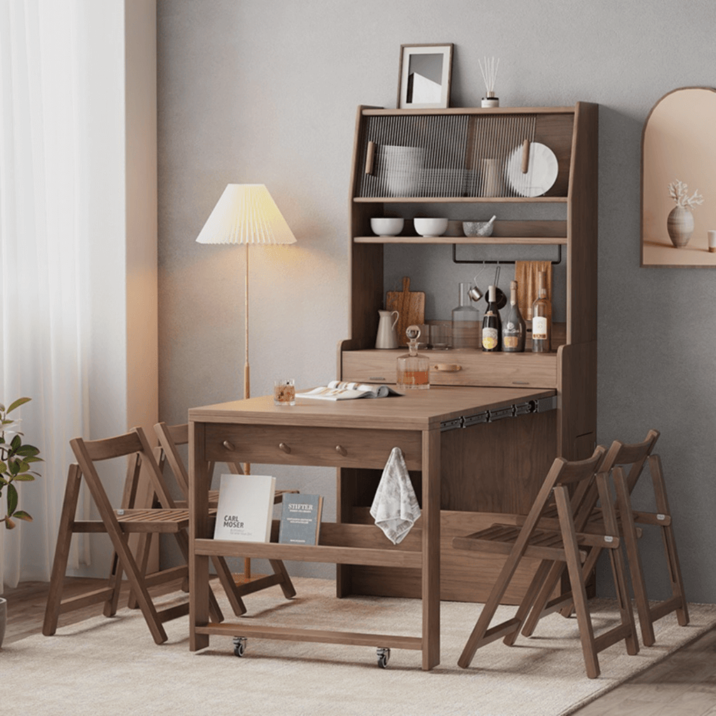 Space-saving folding table perfect for dining and work in small cozy homes