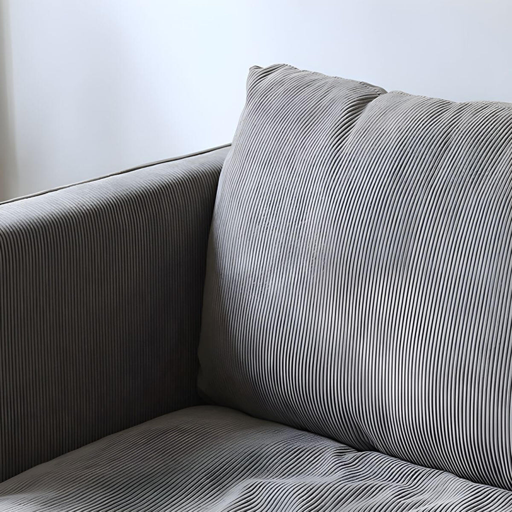 Modern polyester sofa settee with recessed arms and tight back, ideal for living room seating