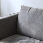 Modern polyester sofa settee with recessed arms and tight back, ideal for living room seating