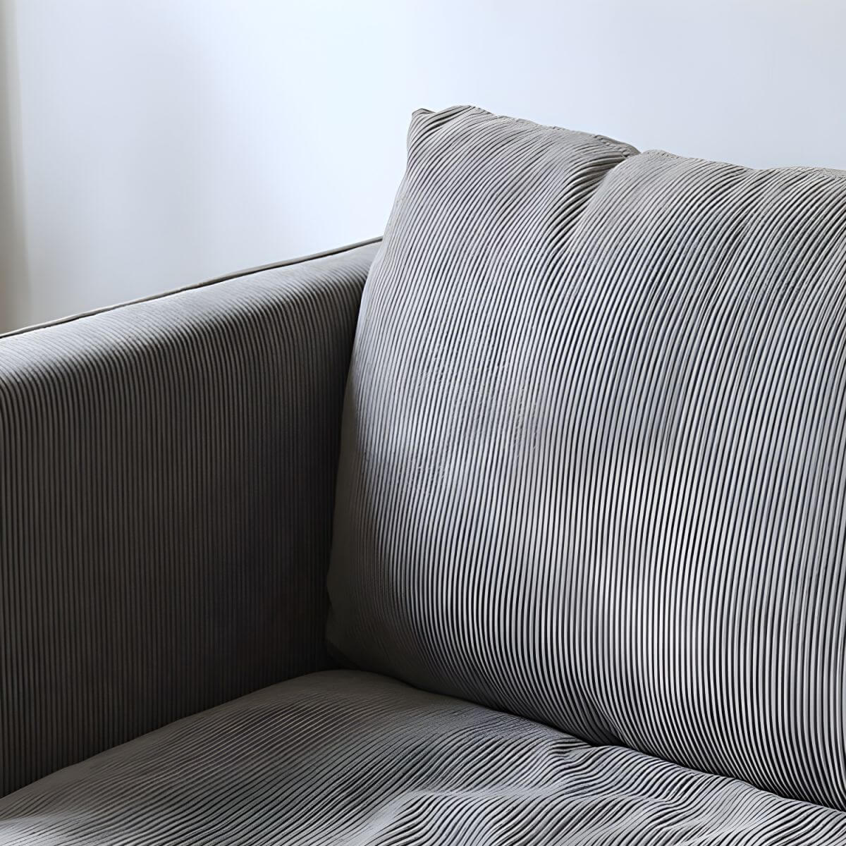 Modern polyester sofa settee with recessed arms and tight back, ideal for living room seating