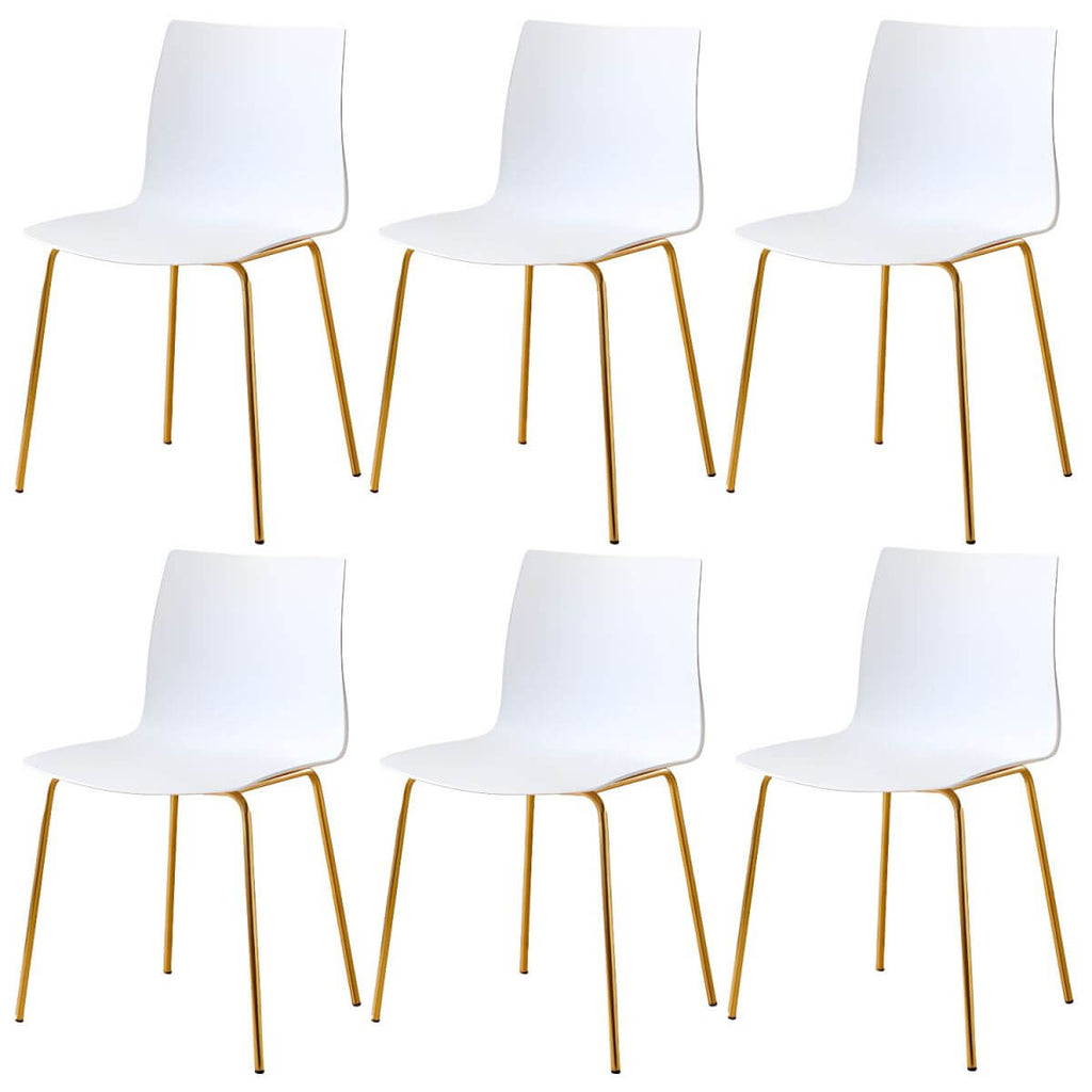 Modern plastic and acrylic side chair with metal legs, ideal for kitchen and dining rooms