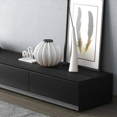 Modern Black Rectangular TV Stand Wood Media Console 4 Drawers for TVs Up to 88"