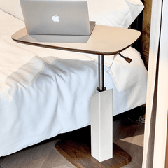Versatile Movable End Table in Classic Beige Saddle Leather for Cozy Spaces
