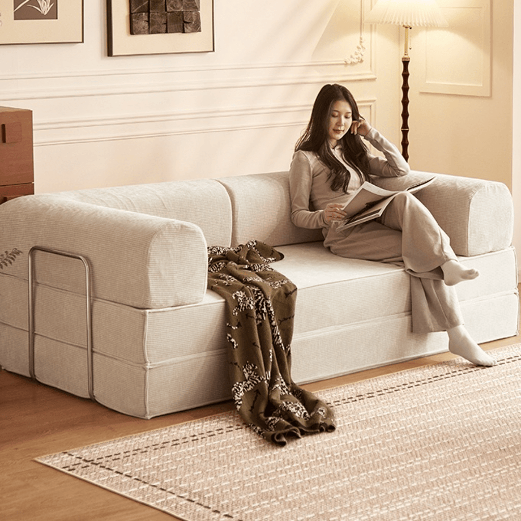 Elegant soft velvet 3-seater sofa bed with modern design and easy maintenance