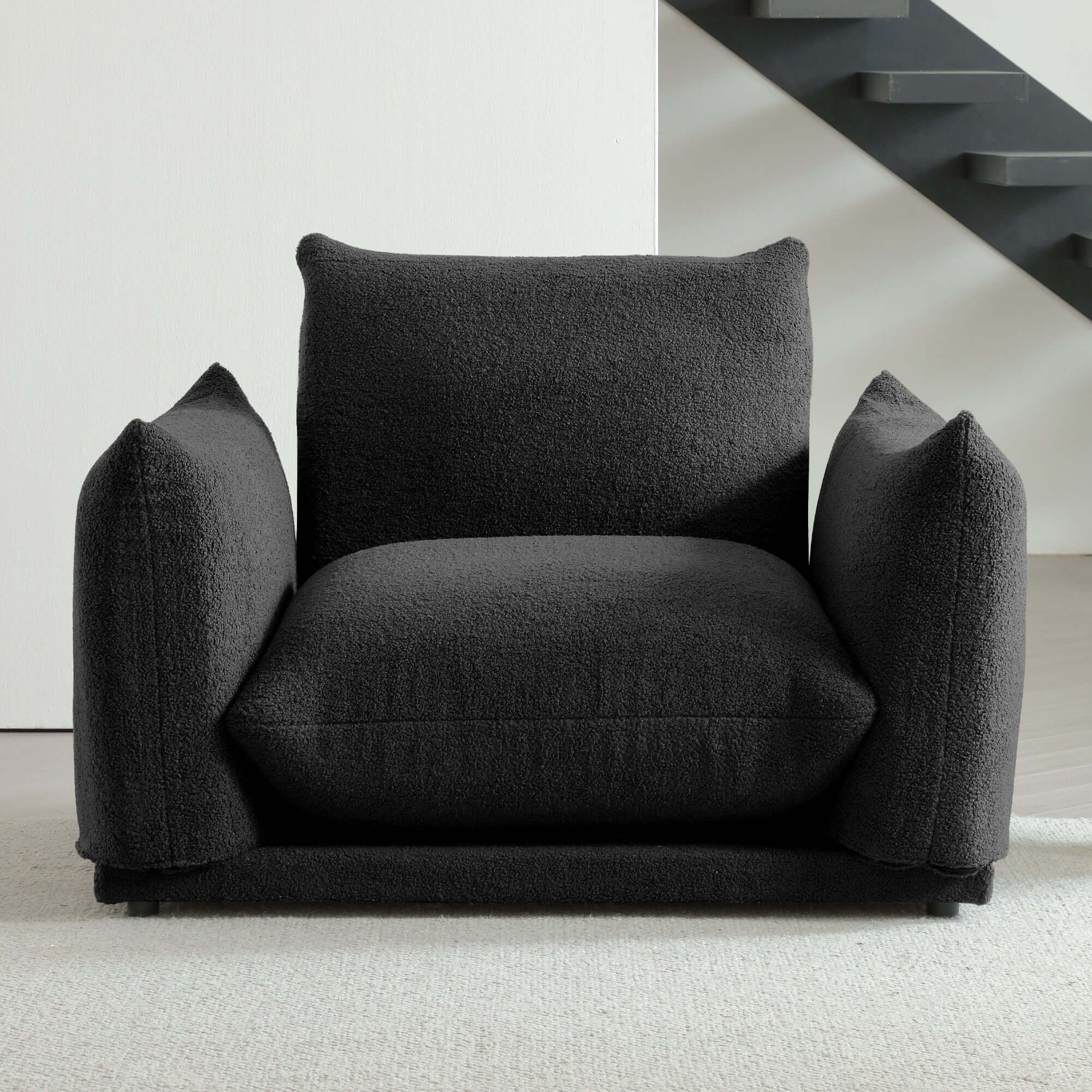 Oversized modern modular cloud sectional couch with lambswool fabric and chaise lounge