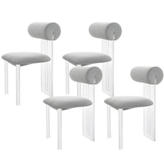 Contemporary Upholstered Dining Chair with Acrylic Frame for Kitchen Dining Chairs
