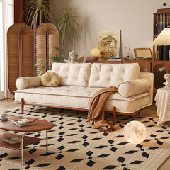 French Vintage Couch Sofa Available in Green & White Tech Velvet Upholstery