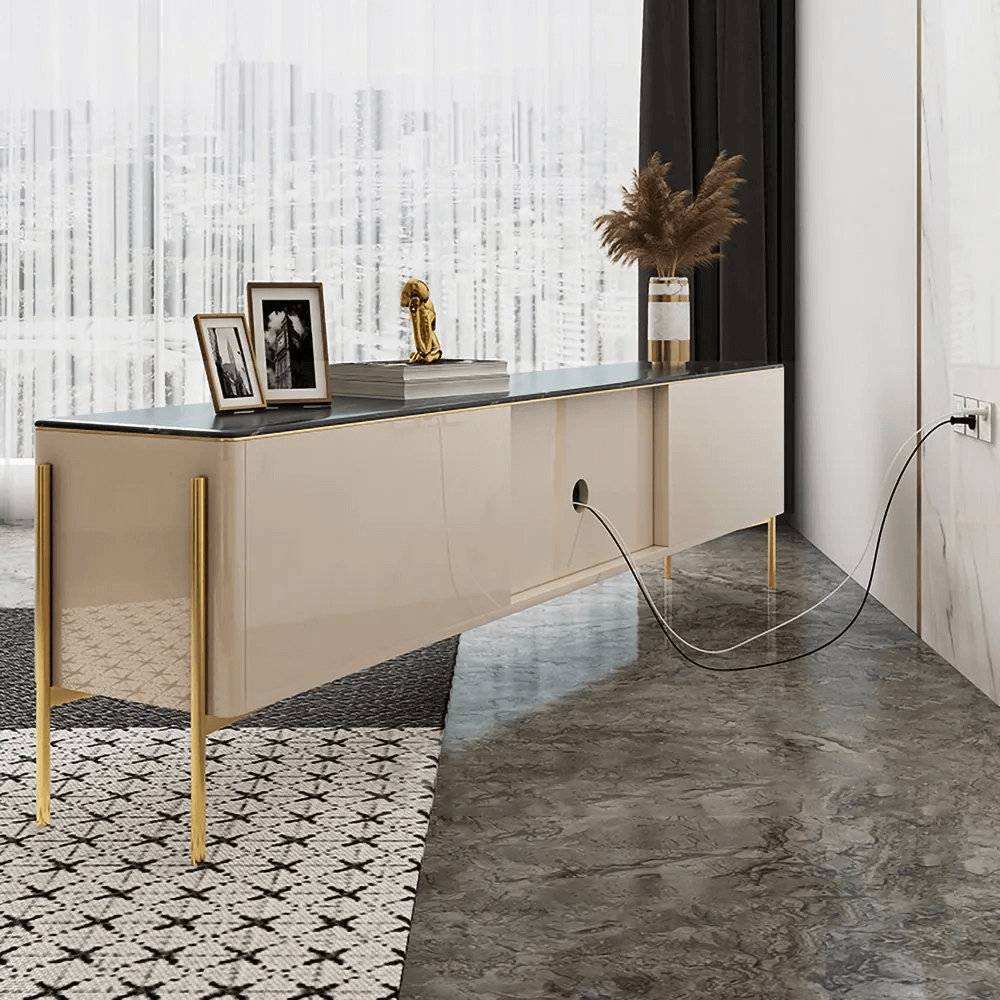 Modern light luxury rectangle TV stand with sleek design and ample storage space