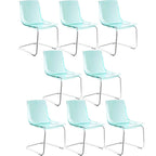 Scandinavian style plastic and acrylic dining side chair with silver legs, non-upholstered design