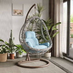 Waterproof tropical porch swing with alloy stand, pads, and chain for outdoor comfort