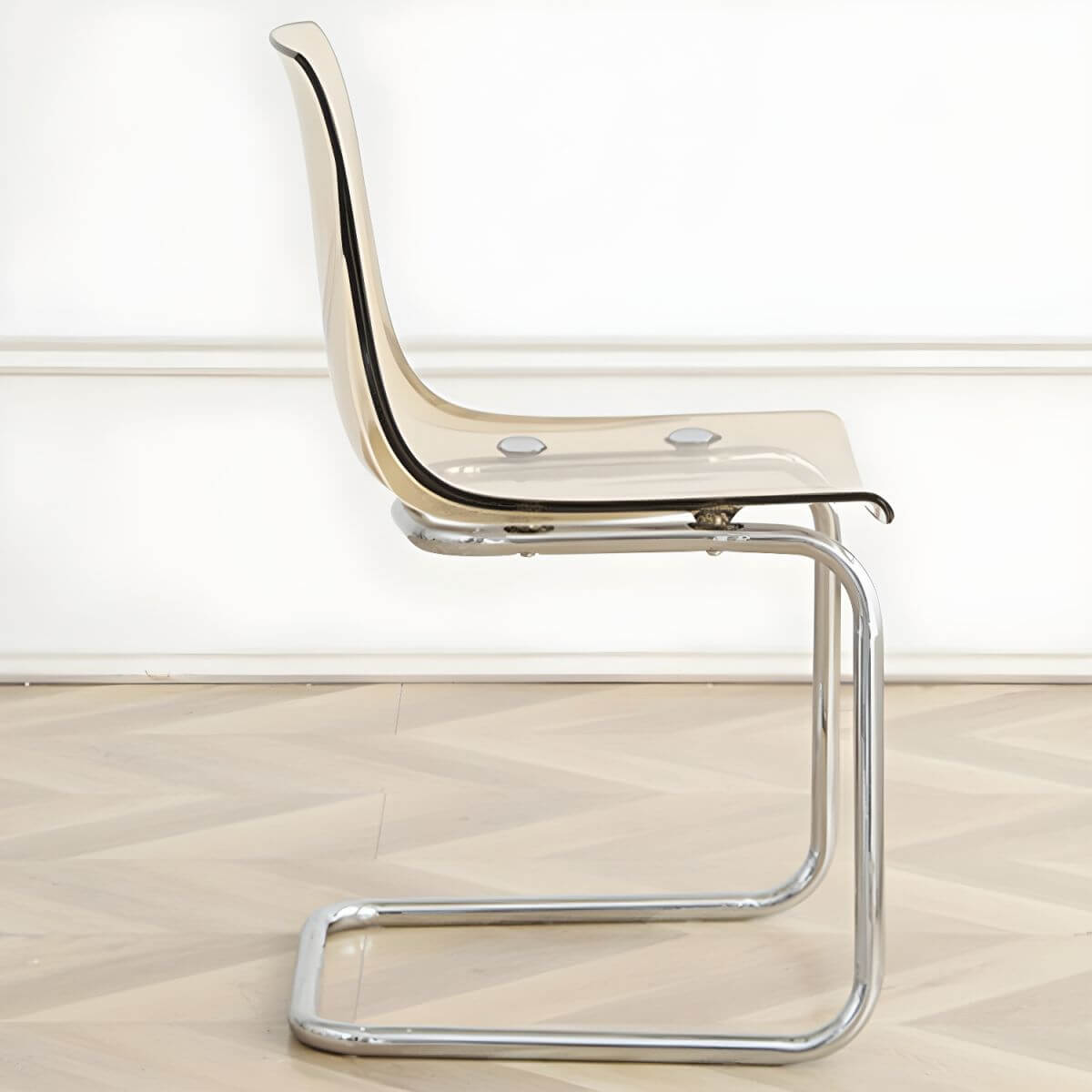 Scandinavian style plastic and acrylic non-upholstered side dining chair