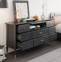 63in Wide 9 Drawer Sideboard Kitchen Furniture Storage Cabinets