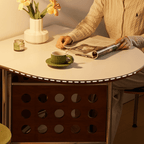 Retro-style dining table with smooth edges, perfect for family meals and work