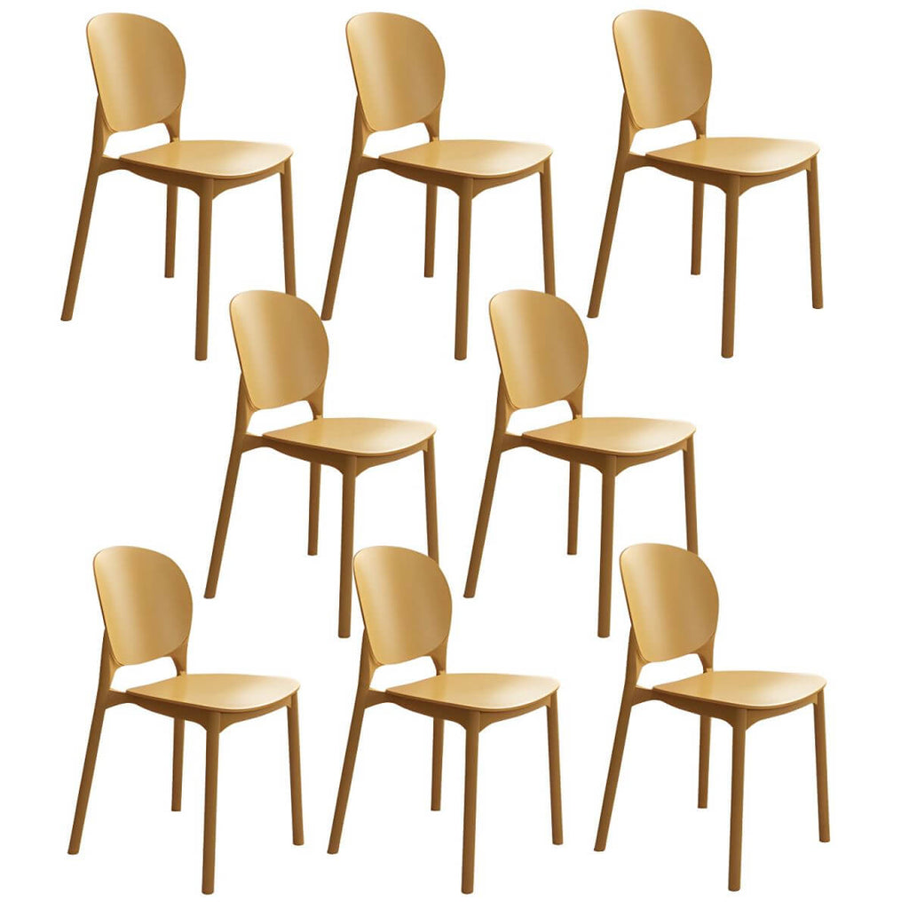 Stackable Scandinavian side chair with open back made of plastic and acrylic for dining