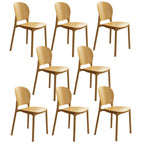 Stackable Scandinavian side chair with open back made of plastic and acrylic for dining