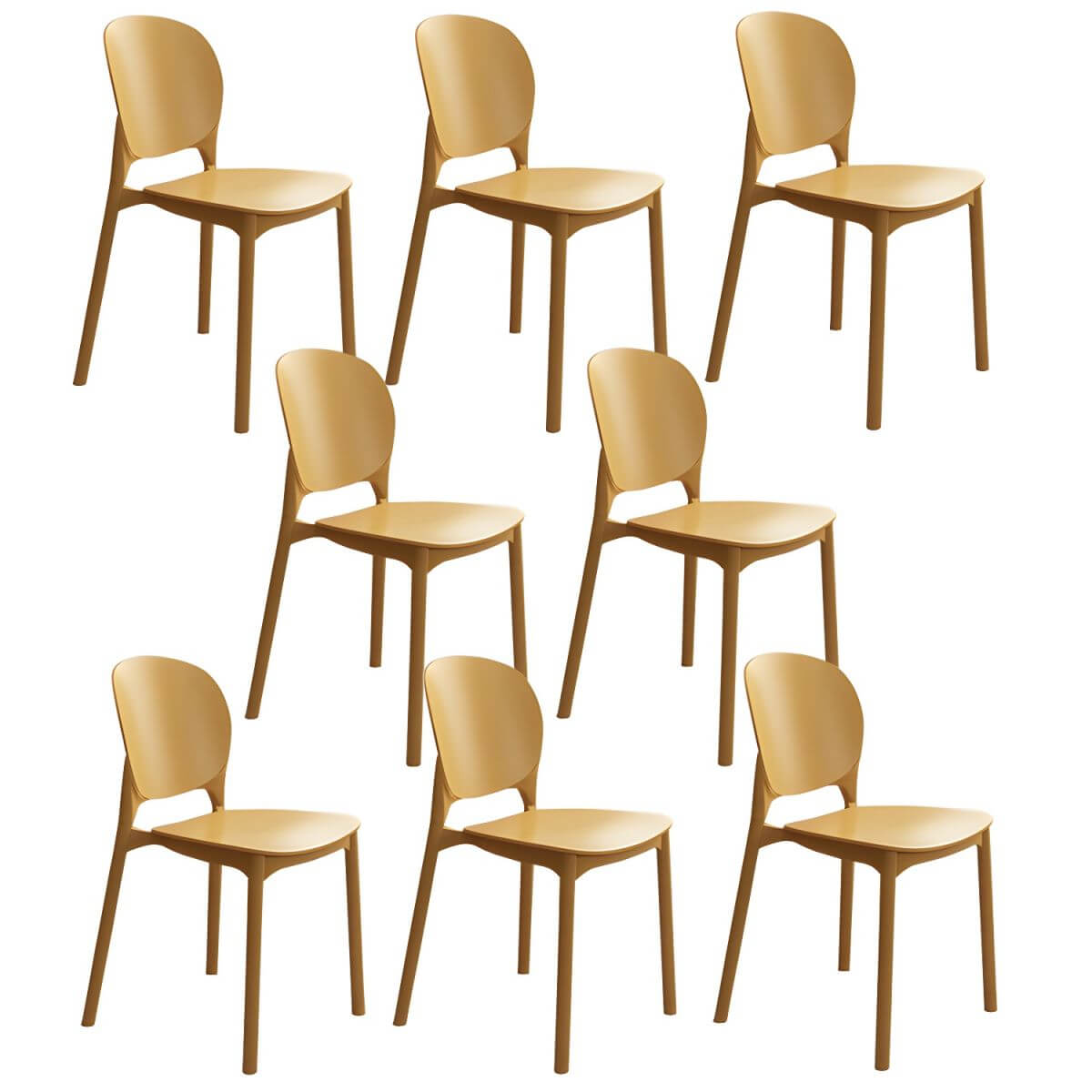 Stackable Scandinavian side chair with open back made of plastic and acrylic for dining